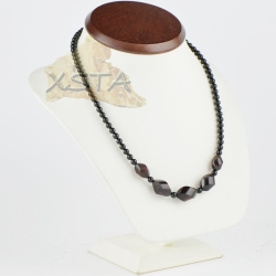 Amber necklace with dark cherry black